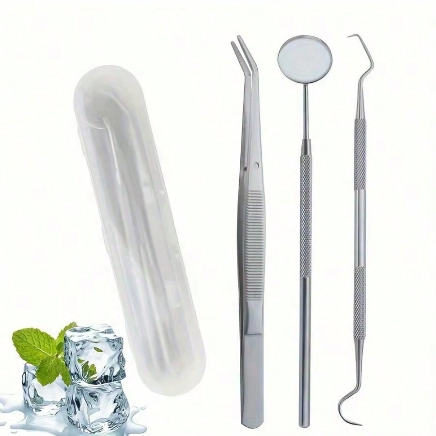 Teeth Whitening Kit - ชุดอุปกรณ์ดูแลสุขอนามัยช่องปากและฟันสแตนเลสสตีลระดับมืออาชีพ พร้อมอุปกรณ์ทำความสะอาดและฟอกสีฟัน และกล่องเก็บอุปกรณ์
