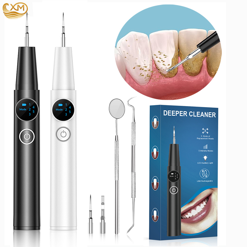 Teeth Whitening Mouthwash - เครื่องขจัดคราบหินปูนอัลตราโซนิกสำหรับฟัน ชุดทำความสะอาดฟัน 5 โหมด เครื่องกำจัดคราบหินปูนโซนิค