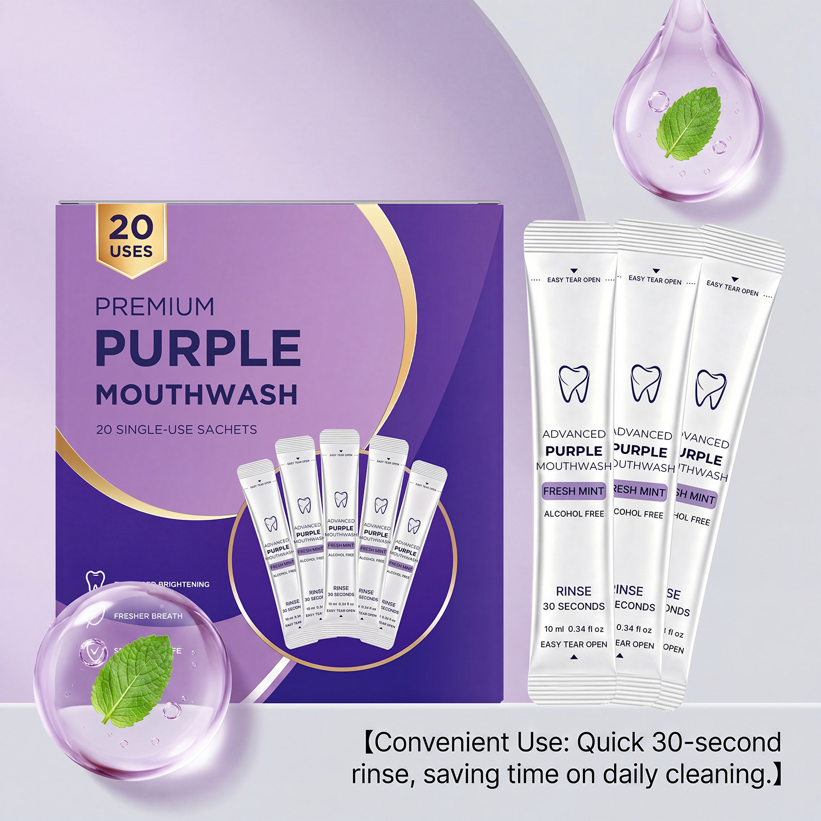 แพ็ค 20/40 ชิ้น น้ำยาบ้วนปากสี - Teeth Whitening Mouthwash บทวิจารณ์และราคา